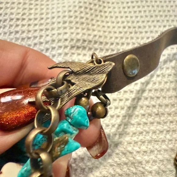 Rare Bird Necklace with Turquoise Star & Leather Tassel 🌵 - Picture 9 of 12